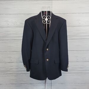 Saville Row Classic Navy Blazer 100% Wool Mens Size 41 R